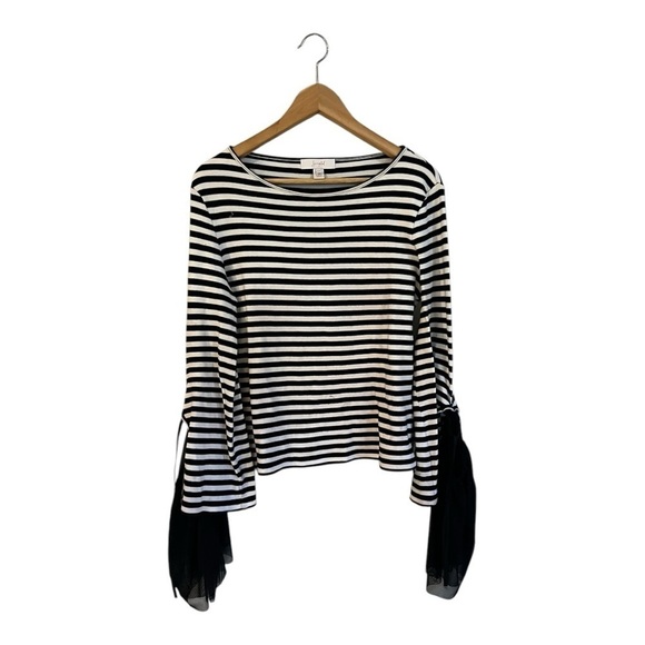Scripted Women's Shirt Top Black White Stripes Medium - Picture 1 of 5